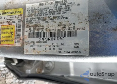 2013 Ford Fusion Se z USA, uszkodzony, nr VIN 3FA6P0H7XDR152340